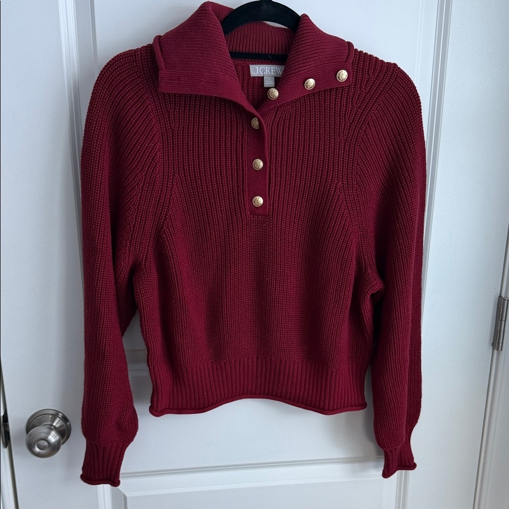 J. Crew Women's Deep Red Knit Cowl Turtleneck Sweater
